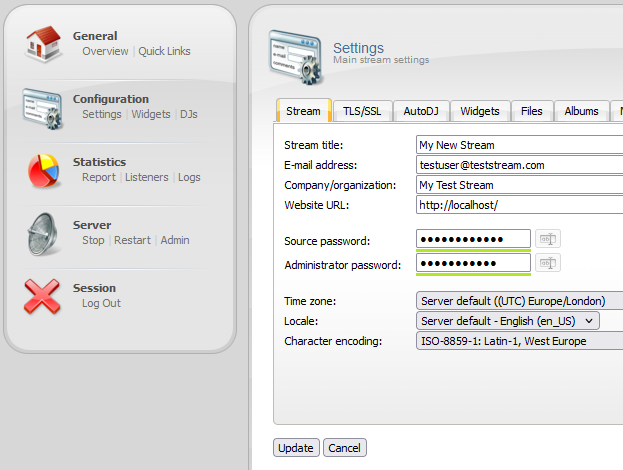 Centova Cast Administrator Password